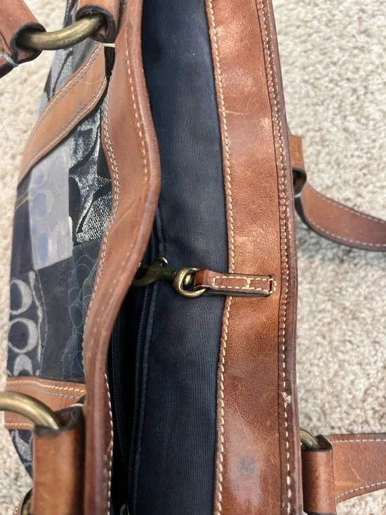 Coach Patchwork Signature Shoulder Bag in Brown and Blue - Picture 3 of 9